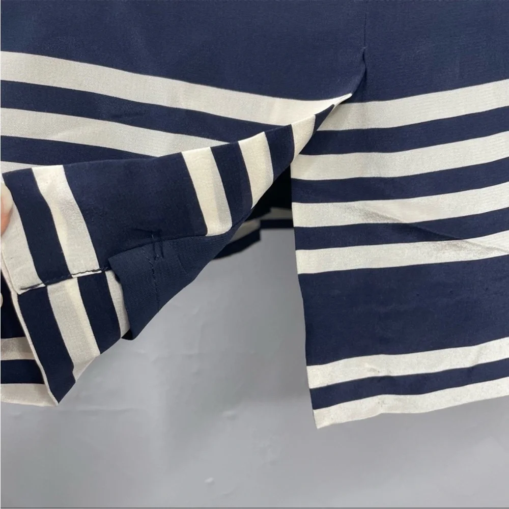 J CREW Navy Blue White Silk Striped Summer Dress - Picture 6 of 9